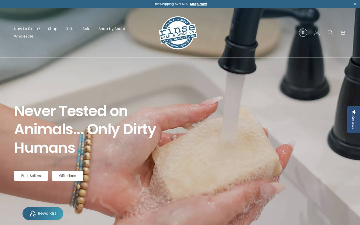 Rinse homepage screenshot
