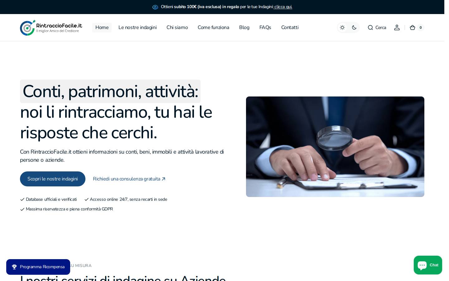 Rintracciofacile.it homepage screenshot