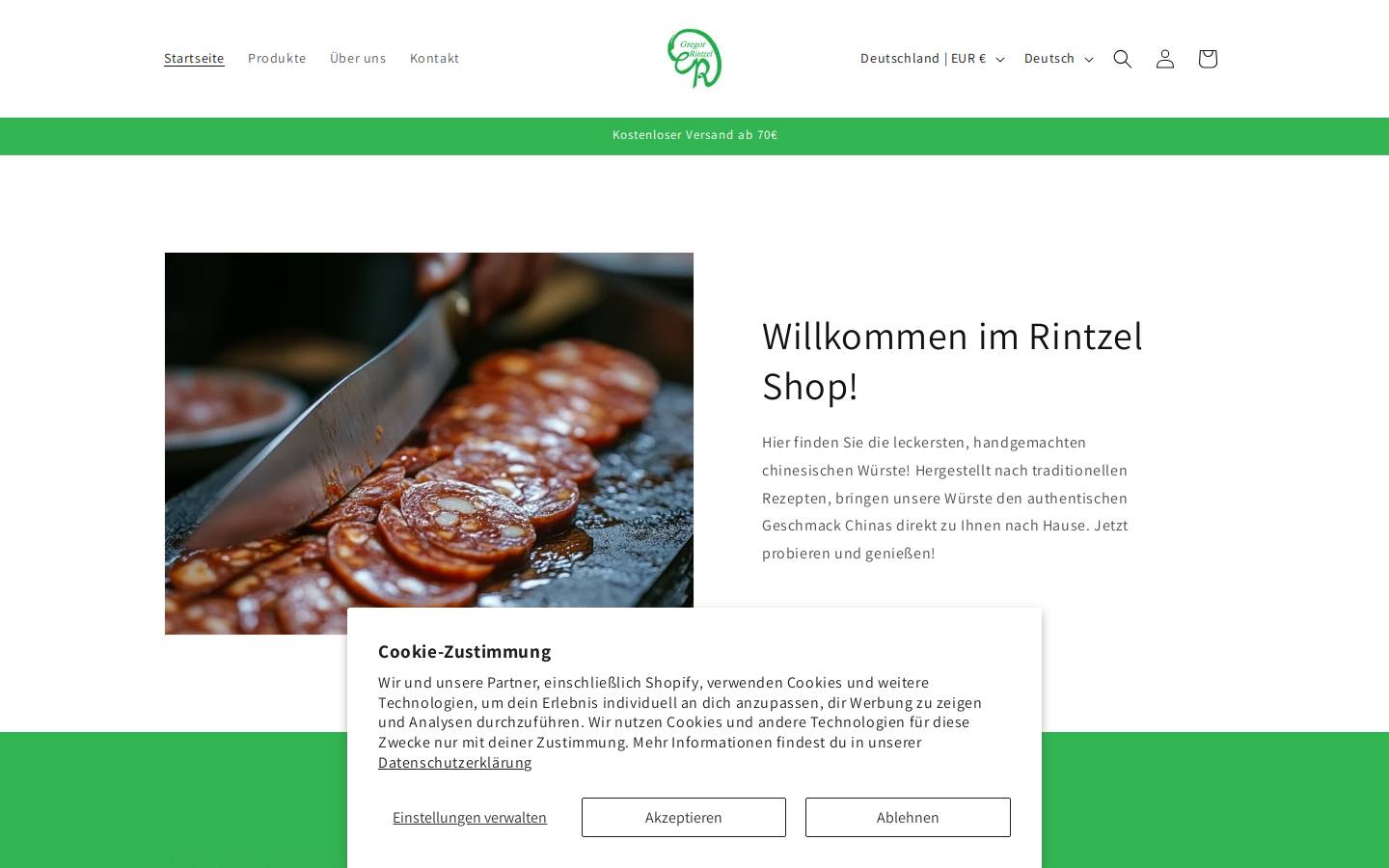 rintzel.shop homepage screenshot