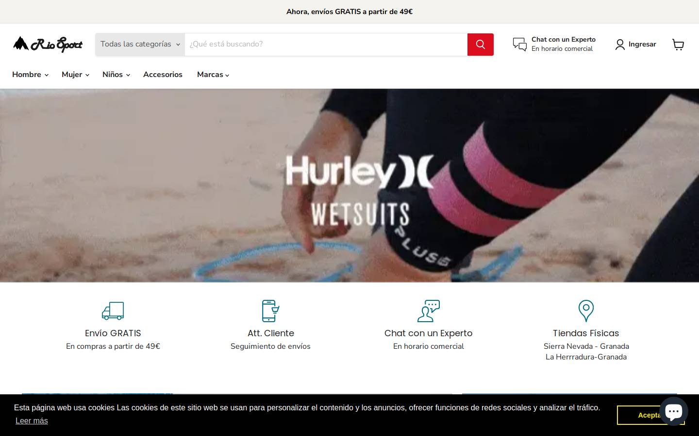 riosportshoponline.es homepage screenshot