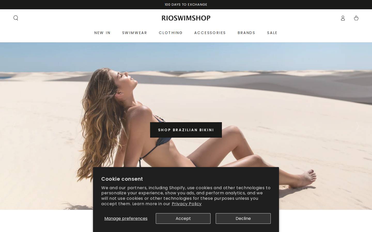 Rioswimshop homepage screenshot
