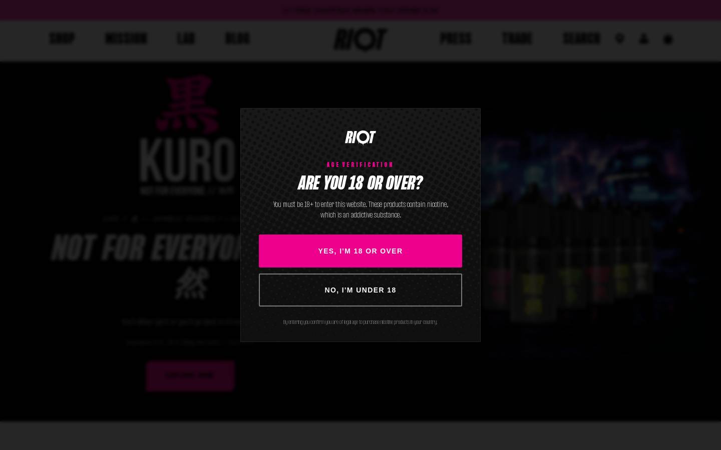 Riot Eliquid homepage screenshot