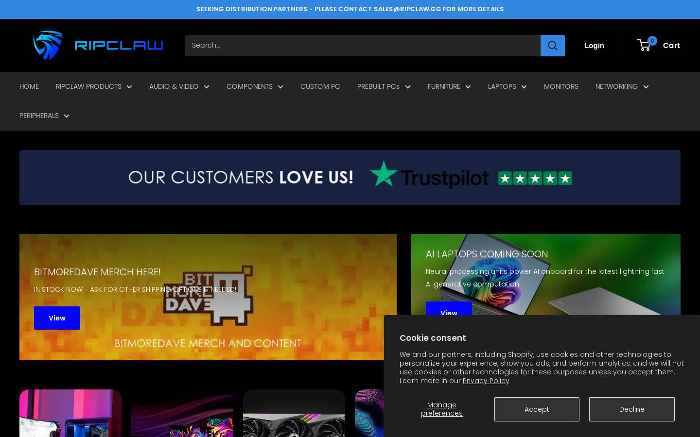 RipClaw Gaming homepage screenshot