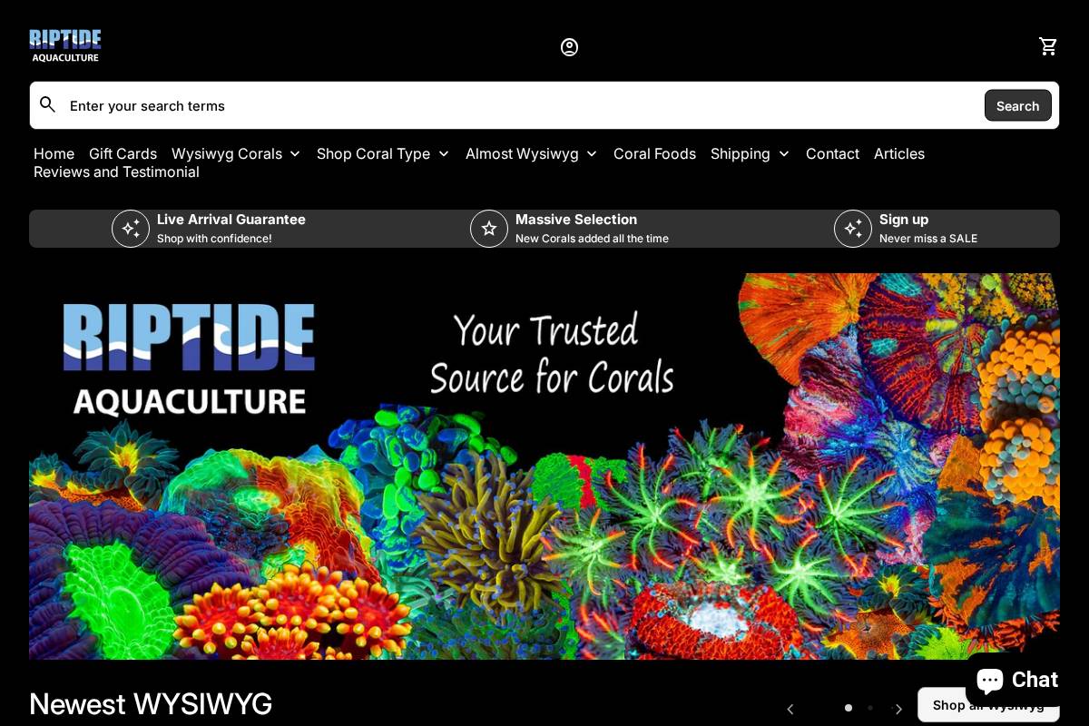 riptideaquaculture.com homepage screenshot