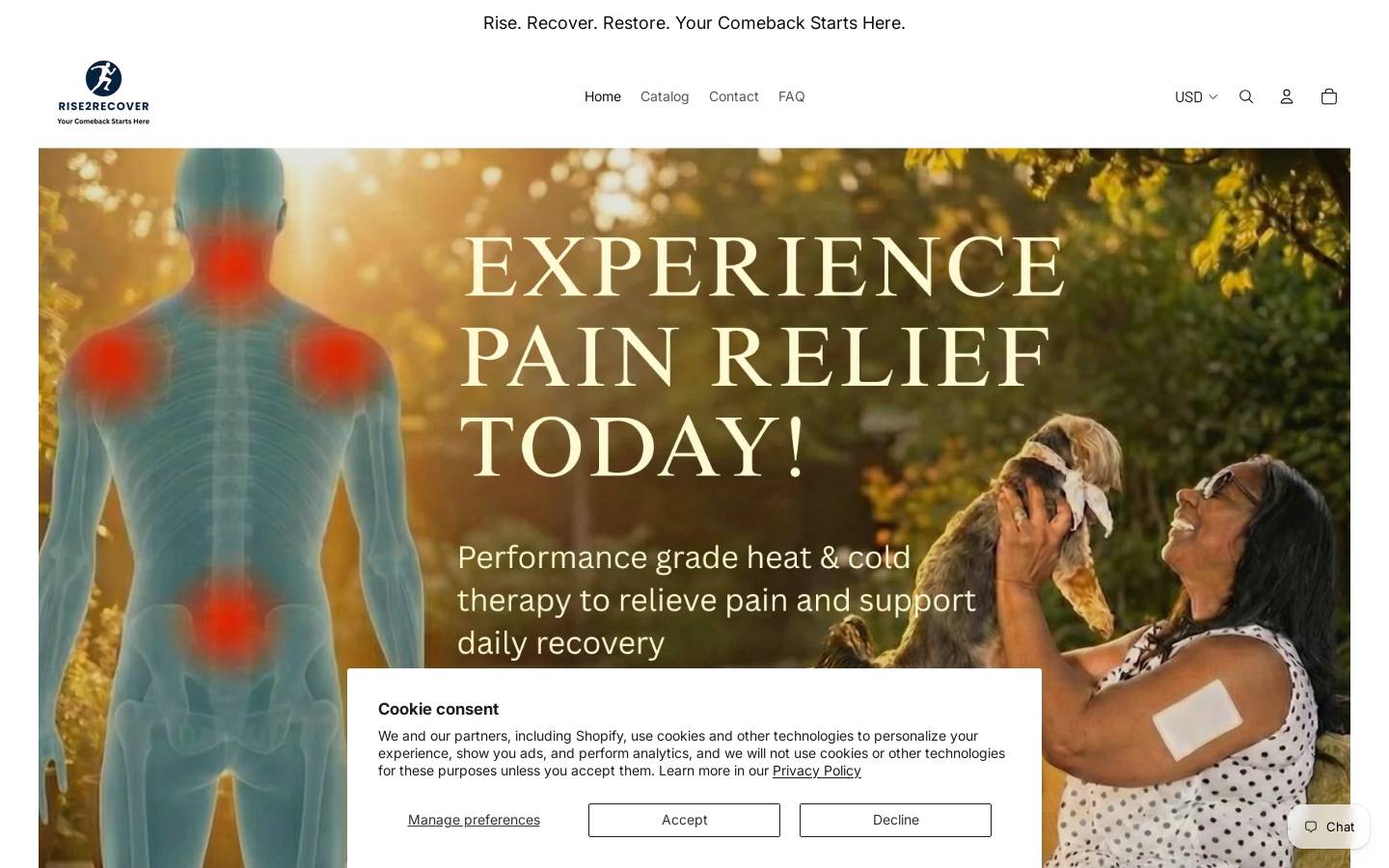 rise2recover.com homepage screenshot