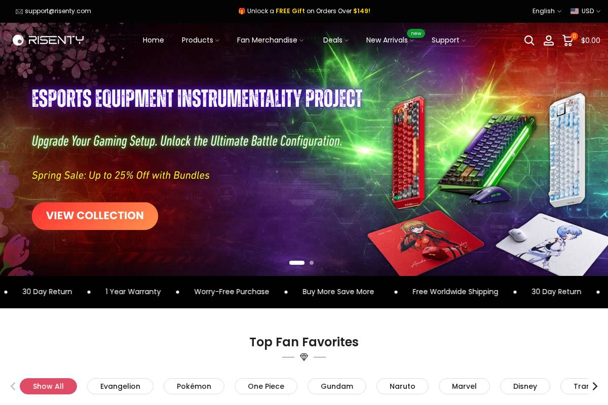 Risenty Store homepage screenshot