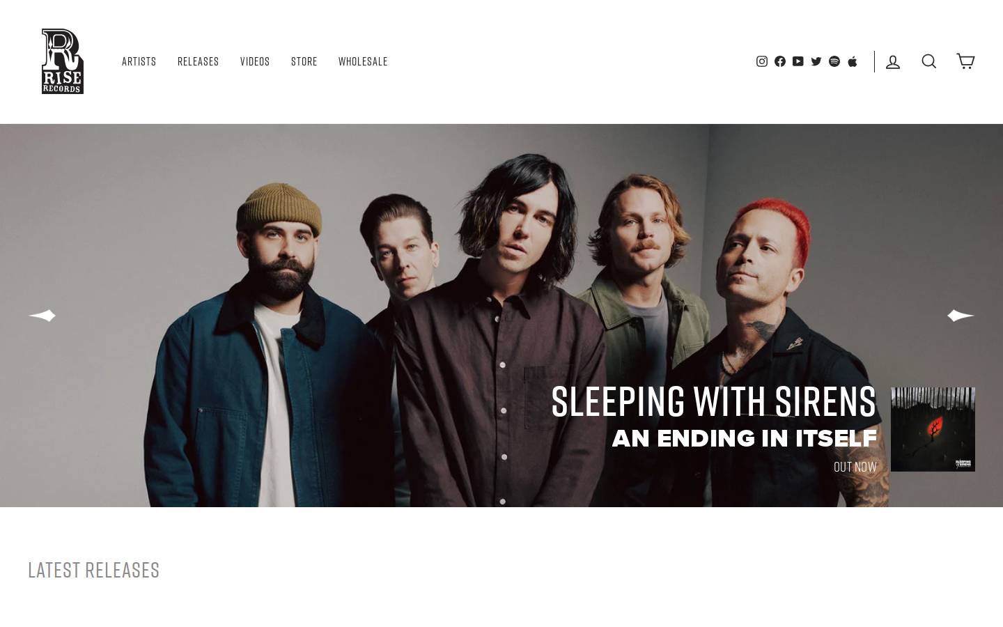 Rise Records homepage screenshot