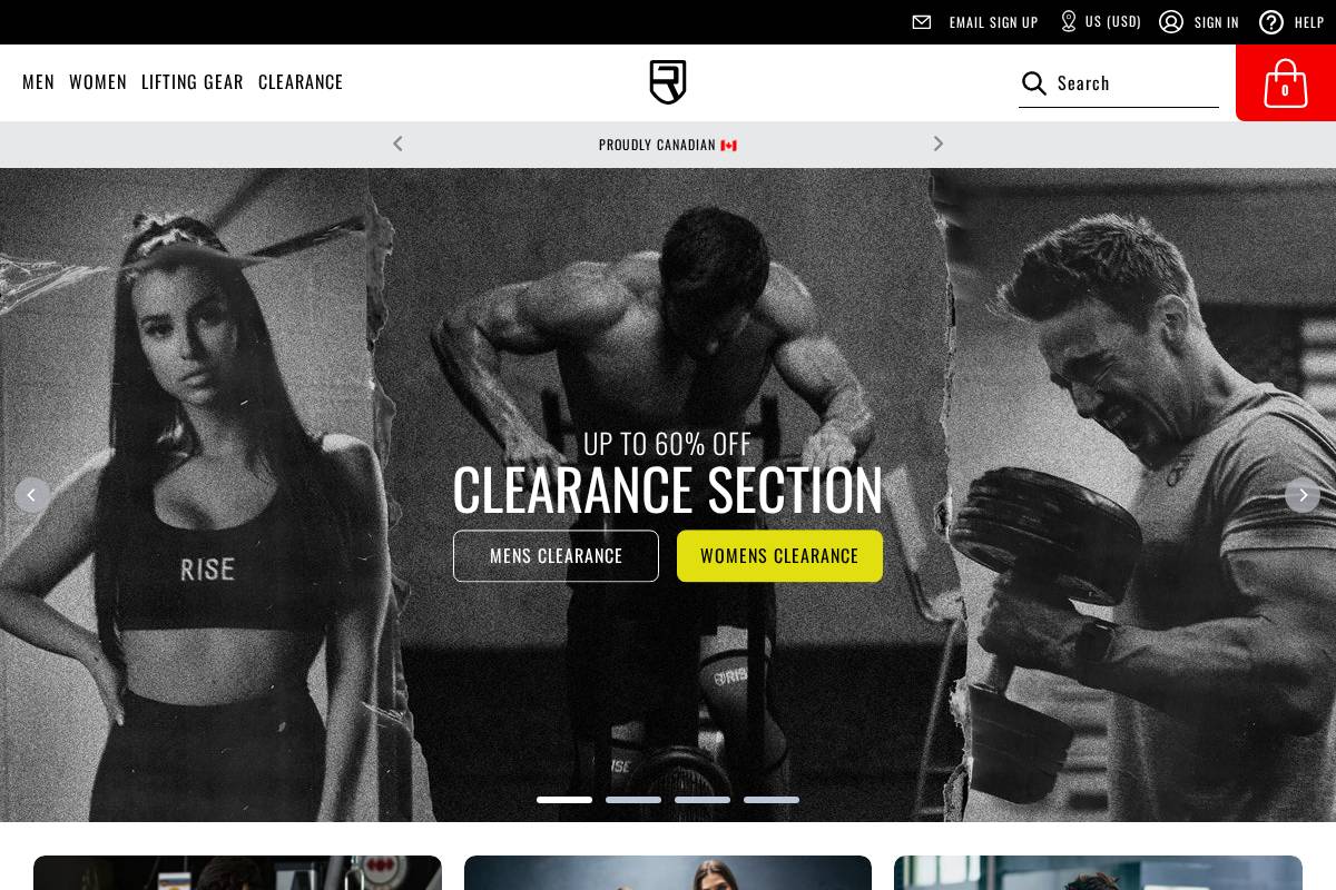 Risestore homepage screenshot
