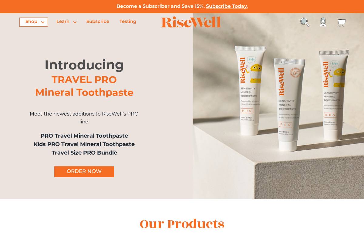 RiseWell homepage screenshot