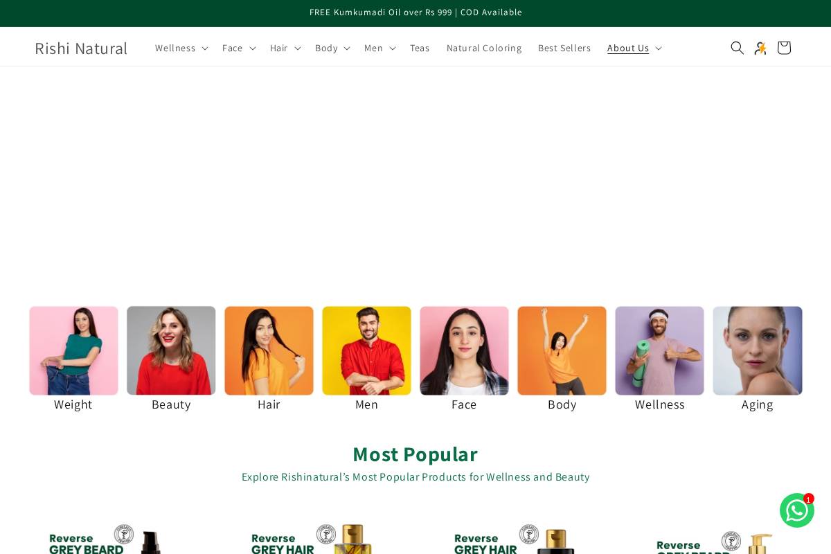 Rishi Natural homepage screenshot