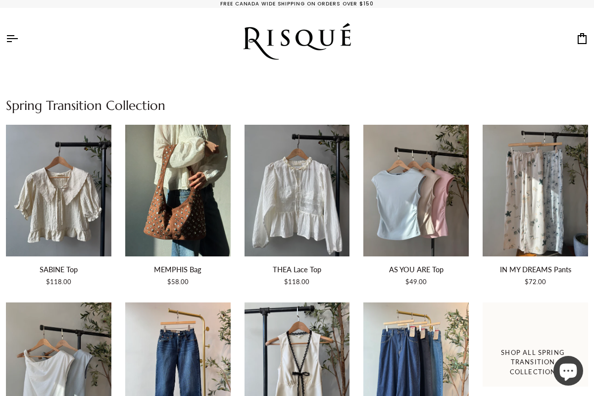 Risqué Clothing homepage screenshot
