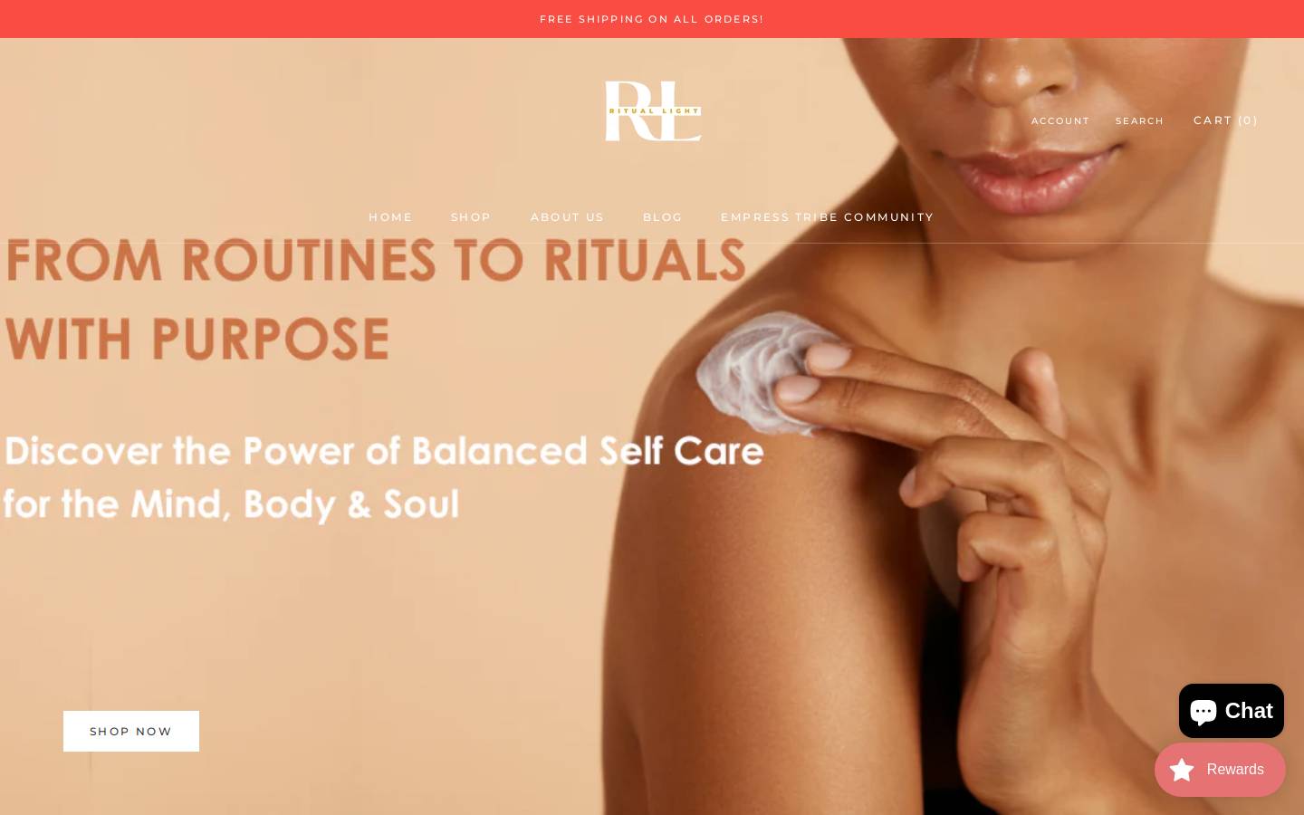 rituallight.com homepage screenshot