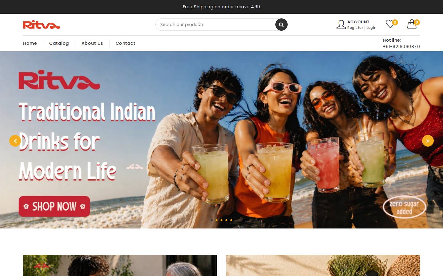ritvadrinks.com homepage screenshot