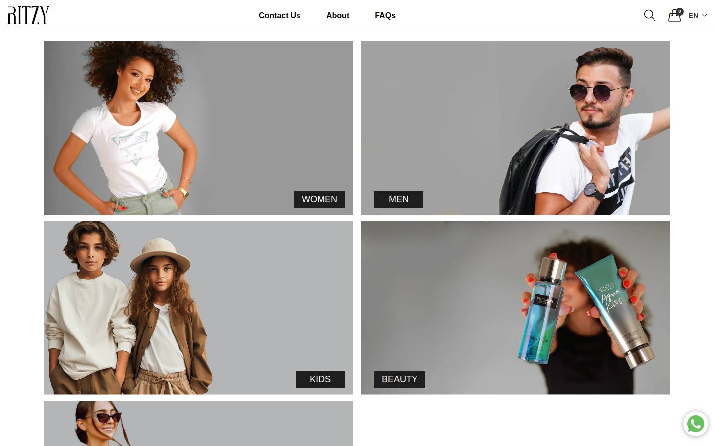 ritzy.store homepage screenshot