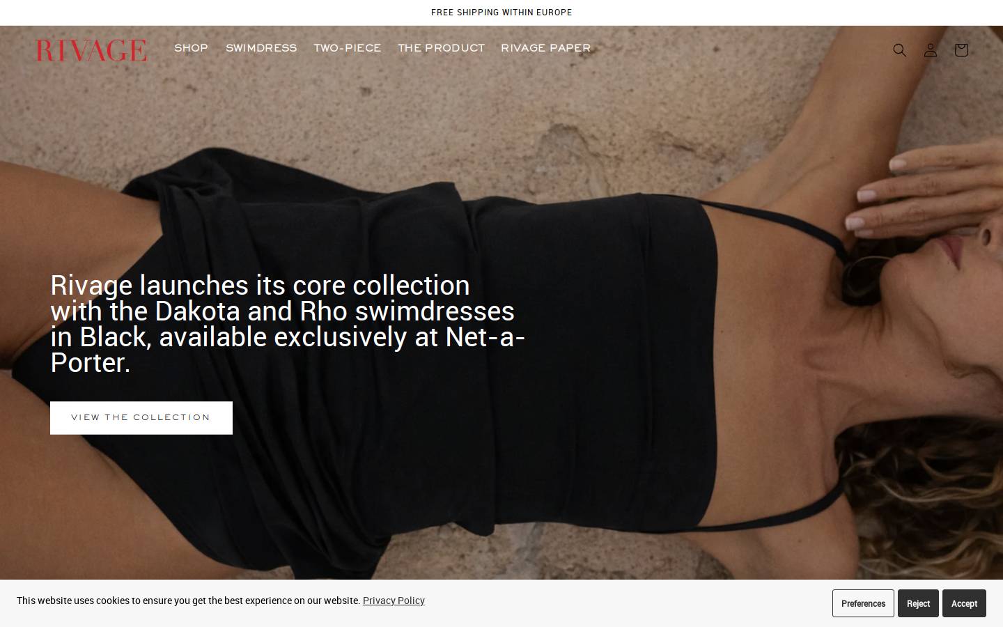 Rivageswimwear homepage screenshot