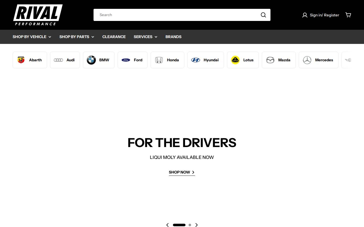 Rival Motorsport homepage screenshot