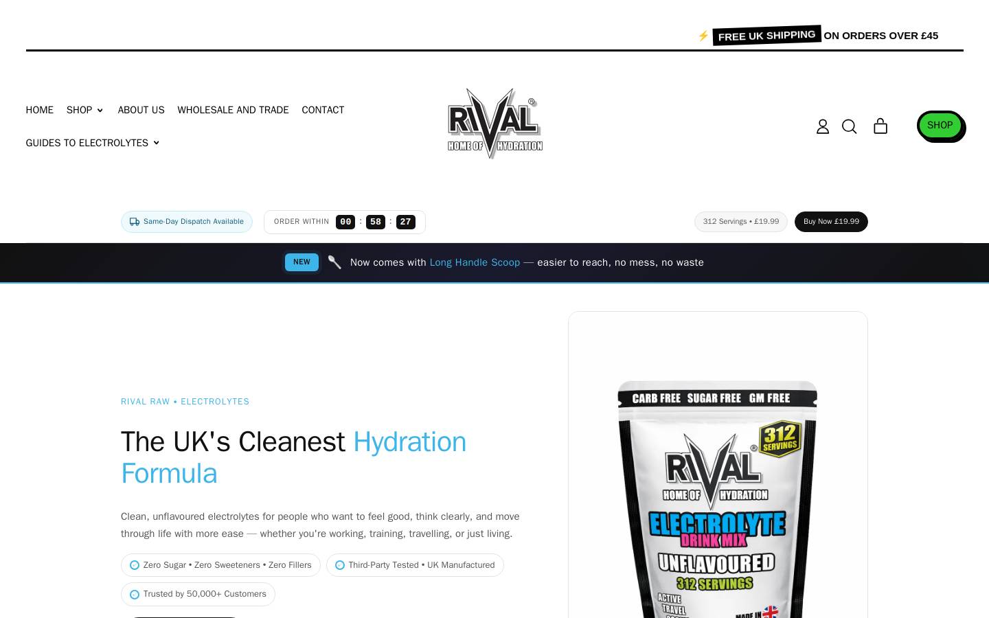 rivalsportsfuel.com homepage screenshot