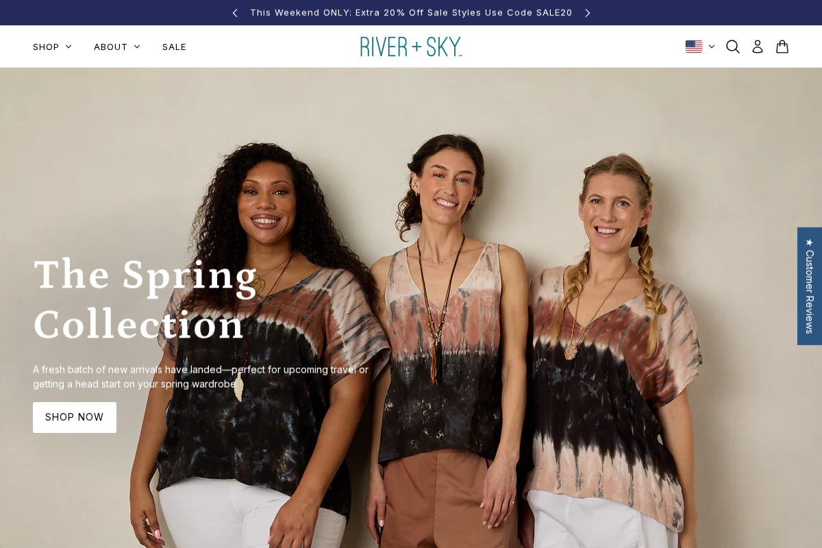 River and Sky homepage screenshot