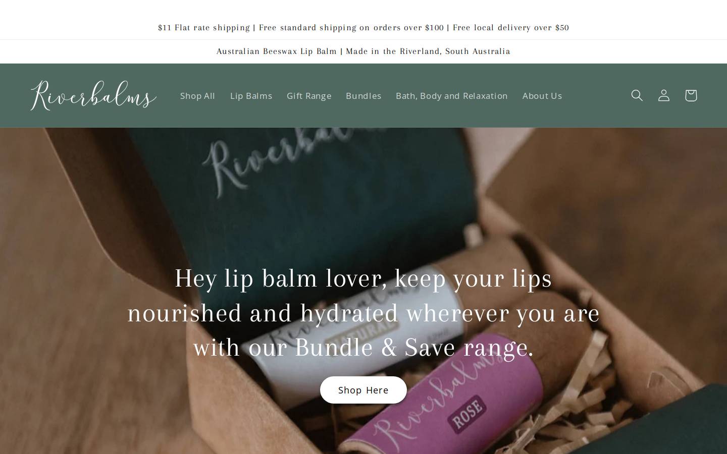 riverbalms.com.au homepage screenshot