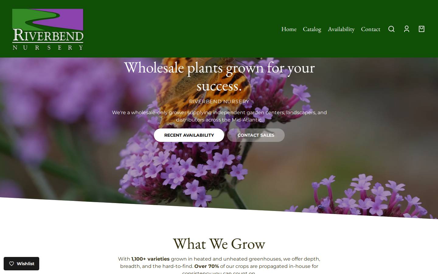 riverbendnursery.com homepage screenshot