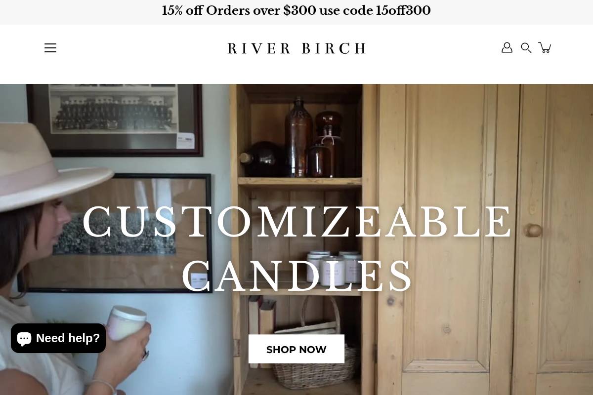 riverbirchcandles.com homepage screenshot