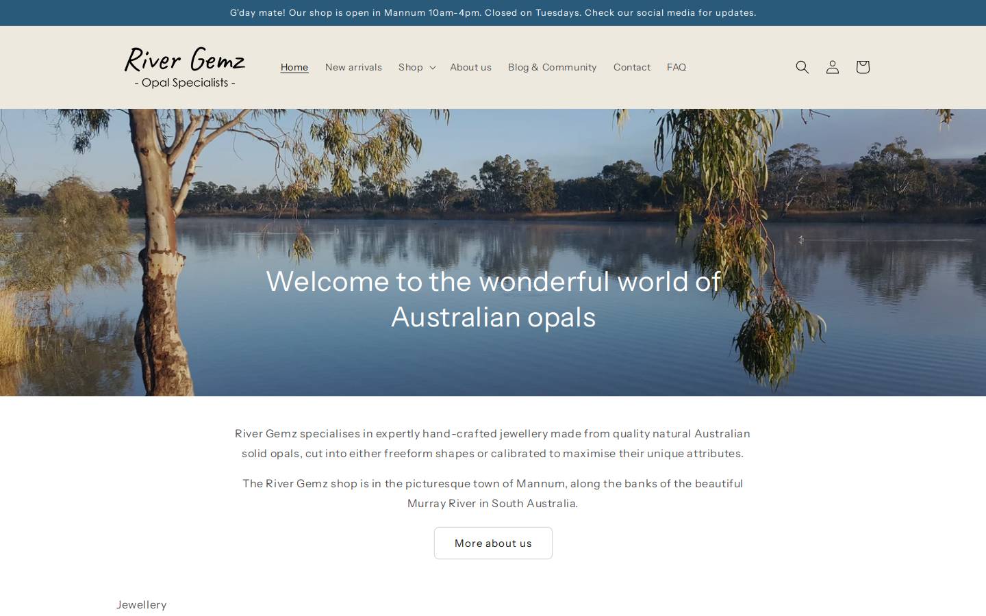 River Gemz homepage screenshot