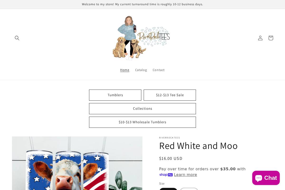 riverrocktees.com homepage screenshot