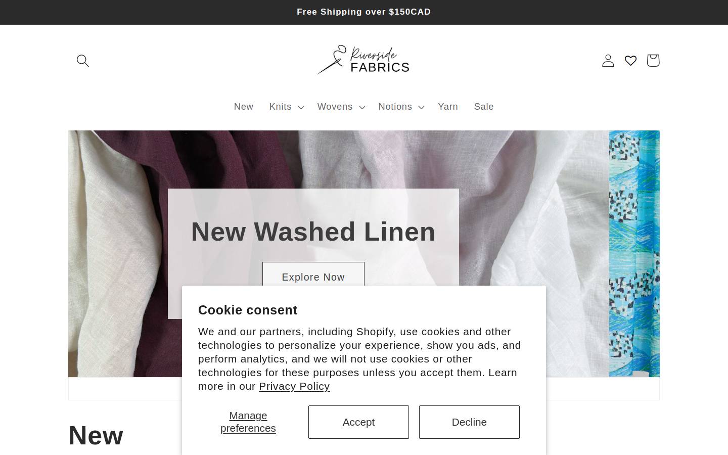 riversidefabrics.ca homepage screenshot