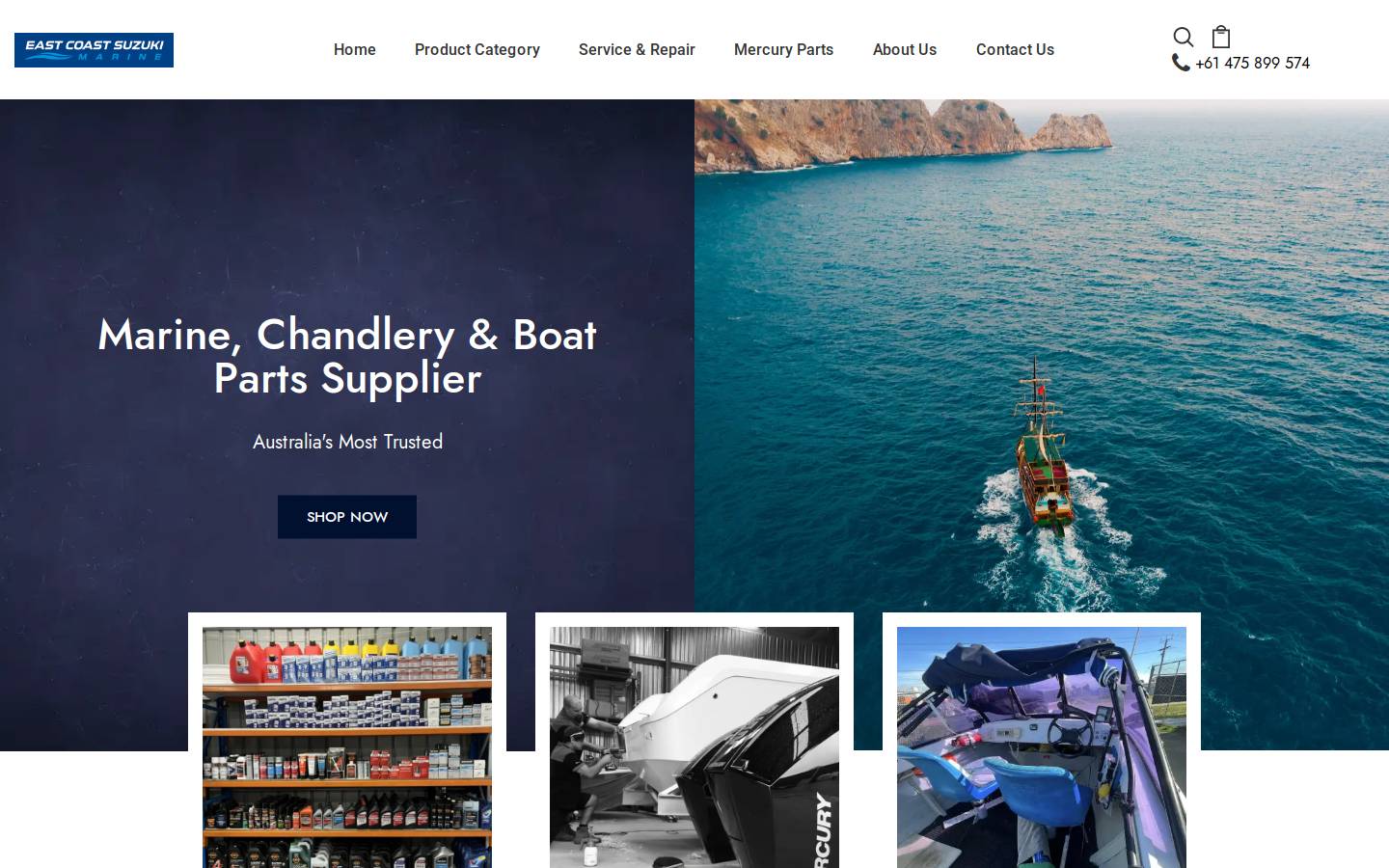 rivieramarinecentre.com.au homepage screenshot