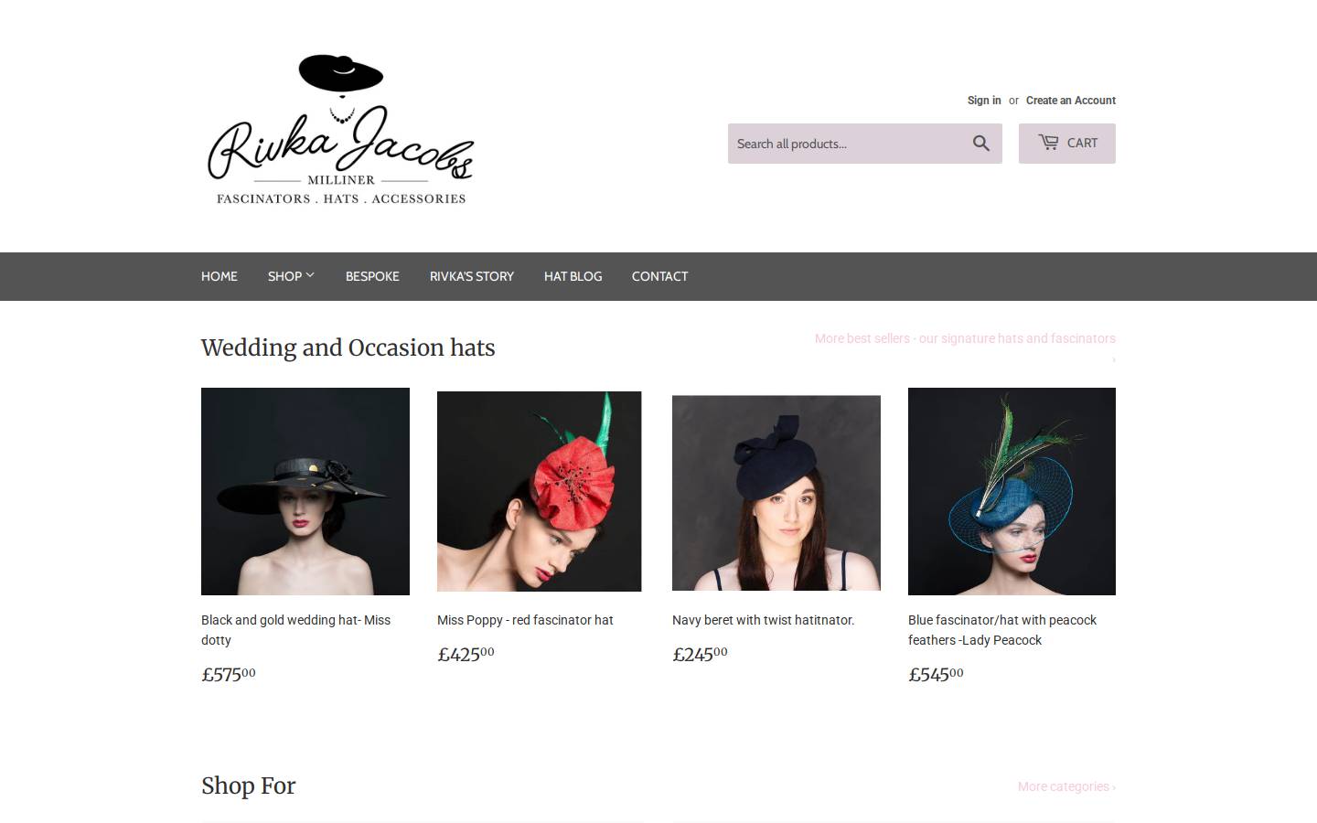 rivkajacobs-millinery.com homepage screenshot