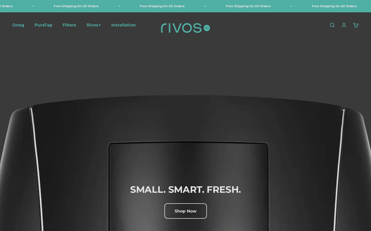 rivoswater.com homepage screenshot