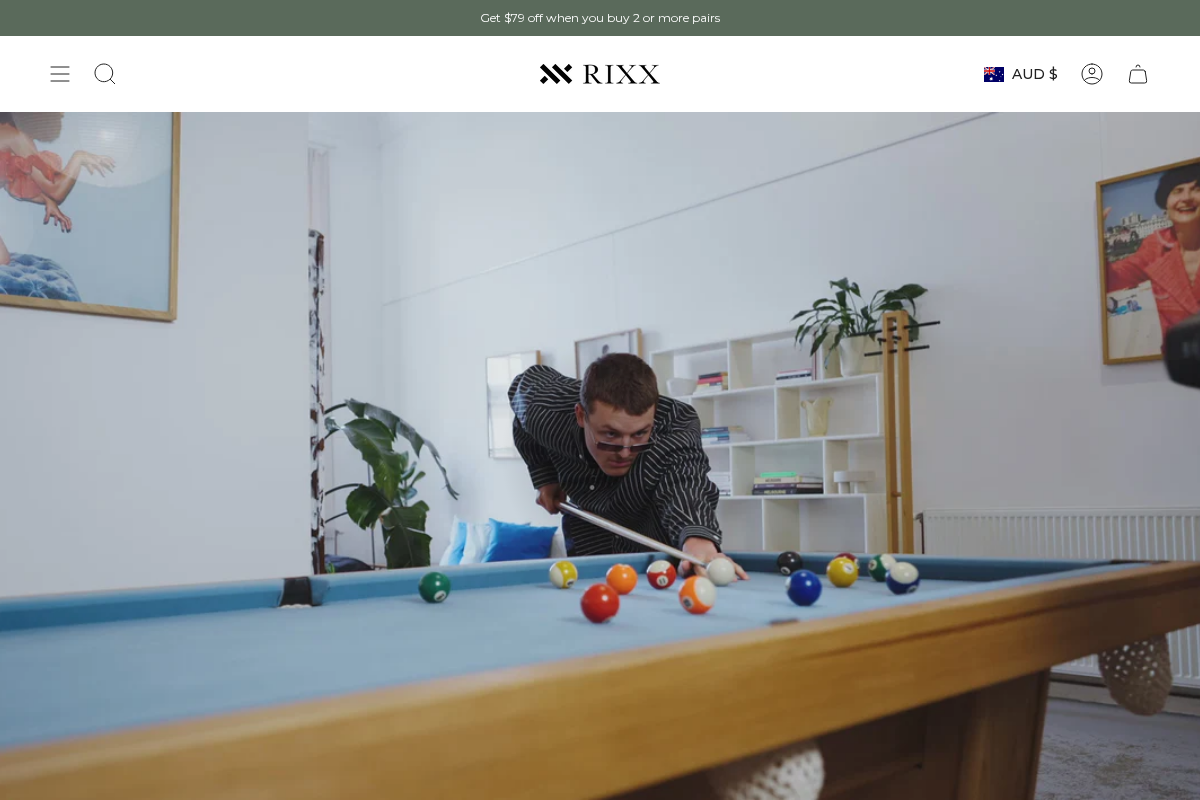 RIXX Eyewear homepage screenshot