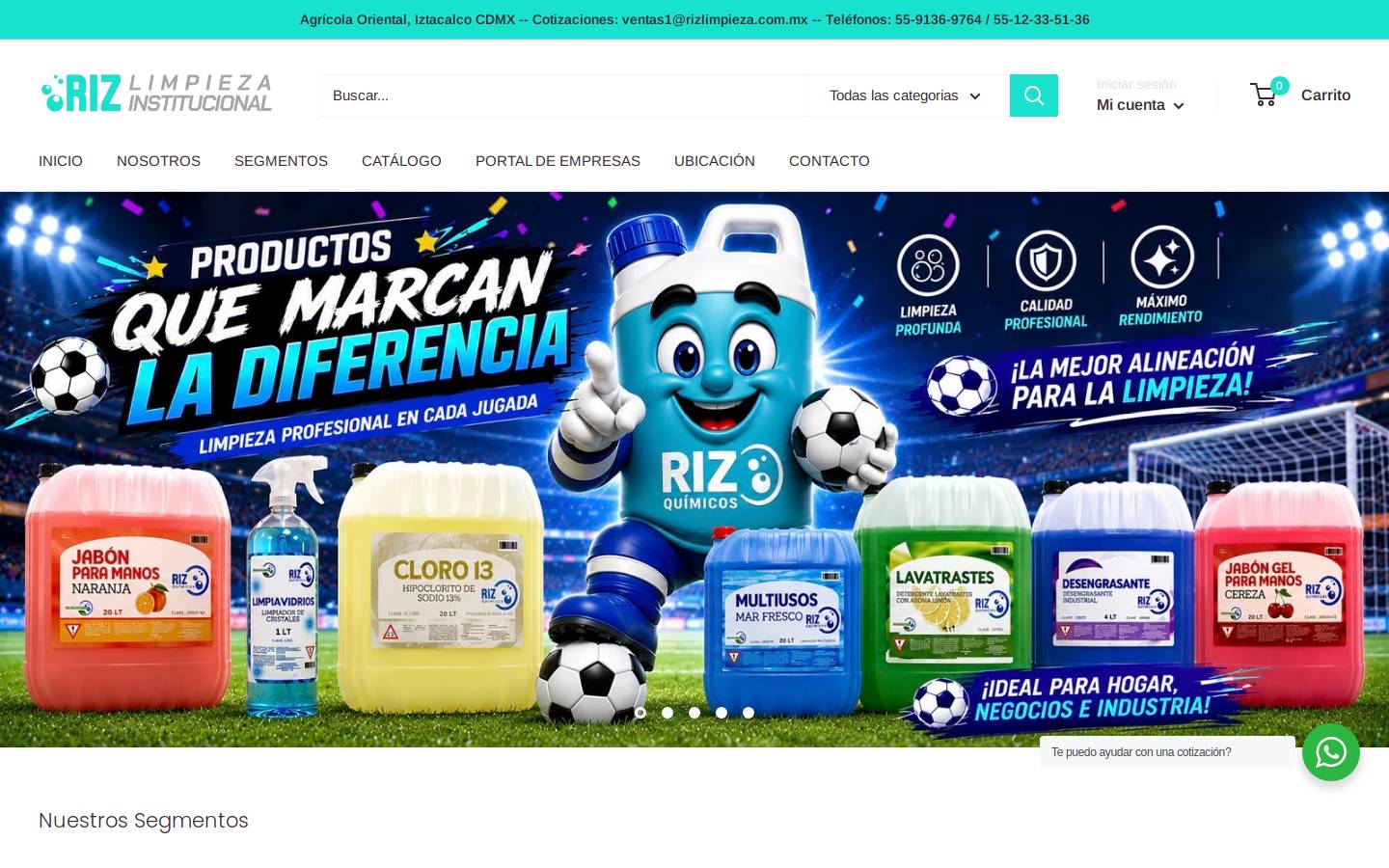 rizlimpieza.com.mx homepage screenshot