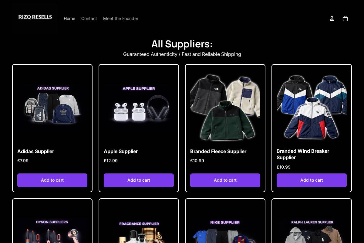 rizqresells.com homepage screenshot