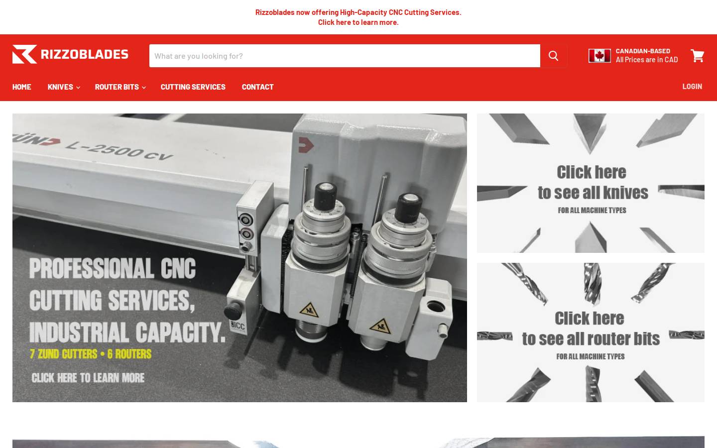 rizzoblades.com homepage screenshot