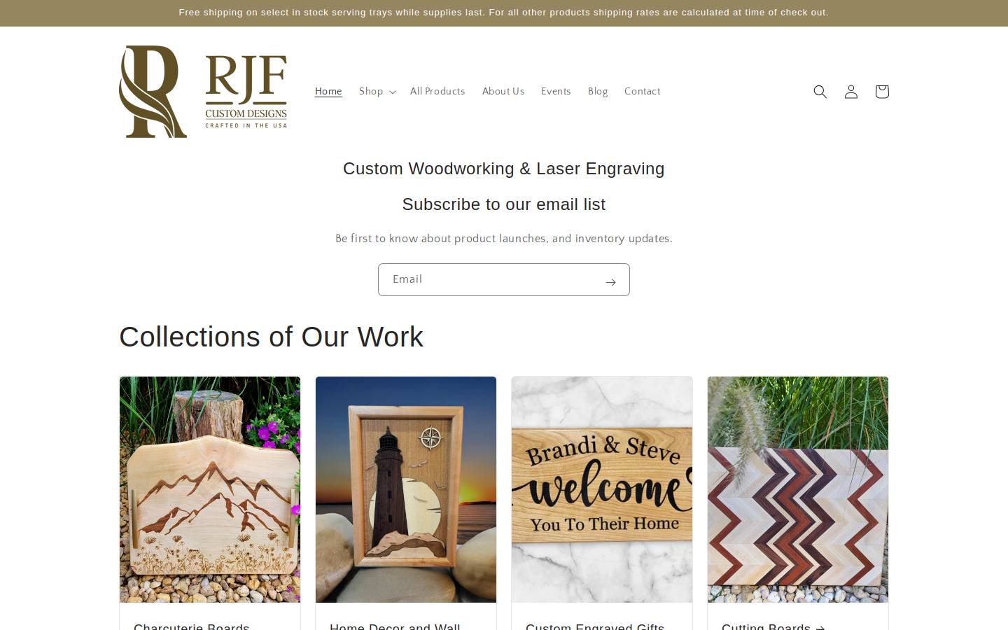 rjfcustomdesigns.com homepage screenshot