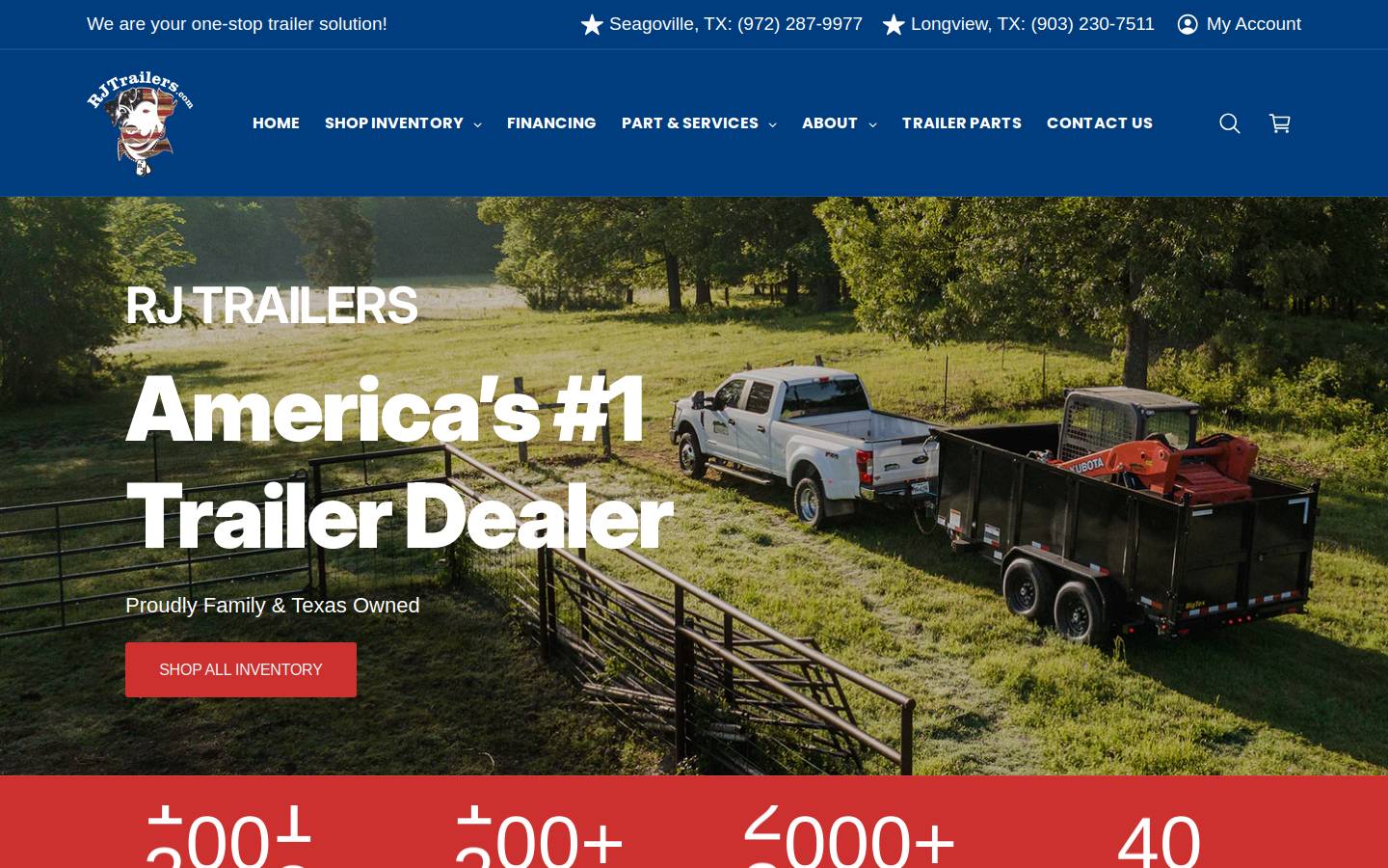 rjtrailers.com homepage screenshot
