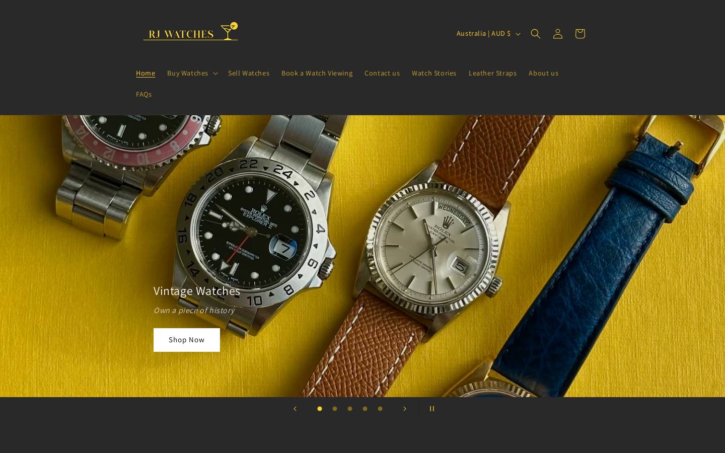 rjwatches.com.au homepage screenshot