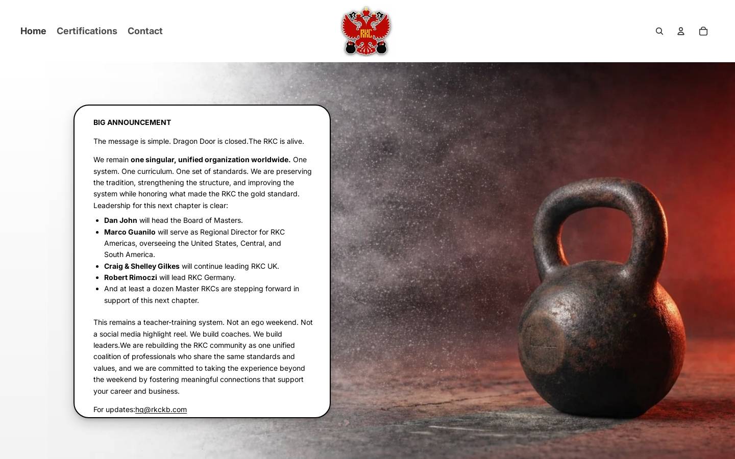 rkckettlebell.com homepage screenshot