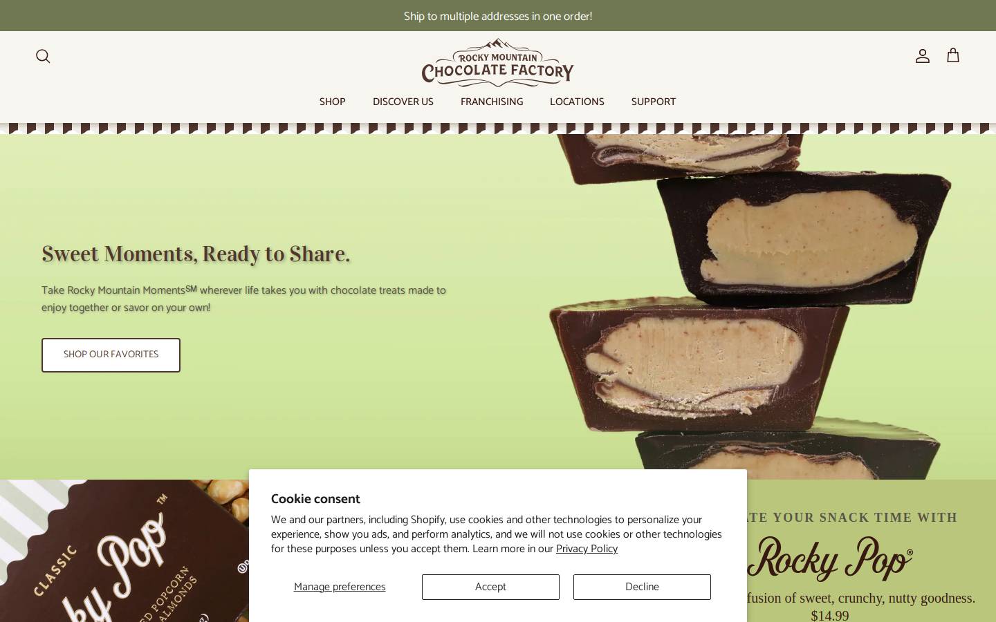 Rocky Mountain Chocolate Factory homepage screenshot