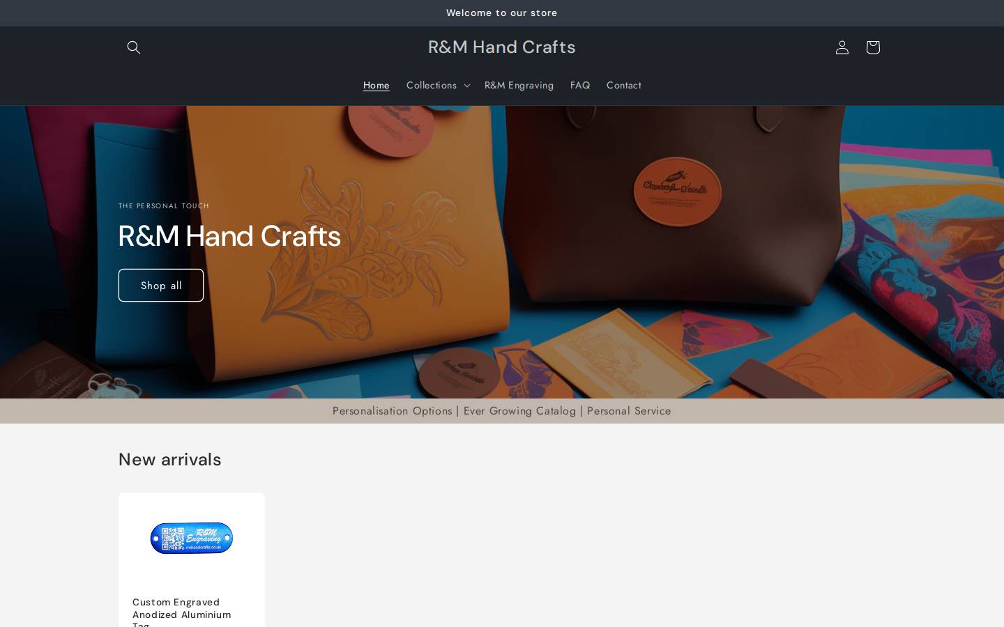 rmhandcrafts.com homepage screenshot