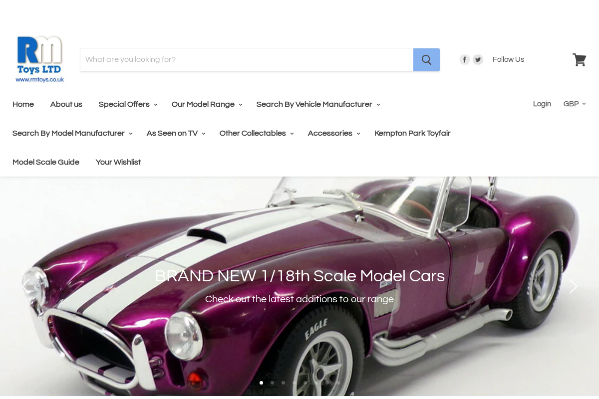 R.M.Toys Ltd homepage screenshot