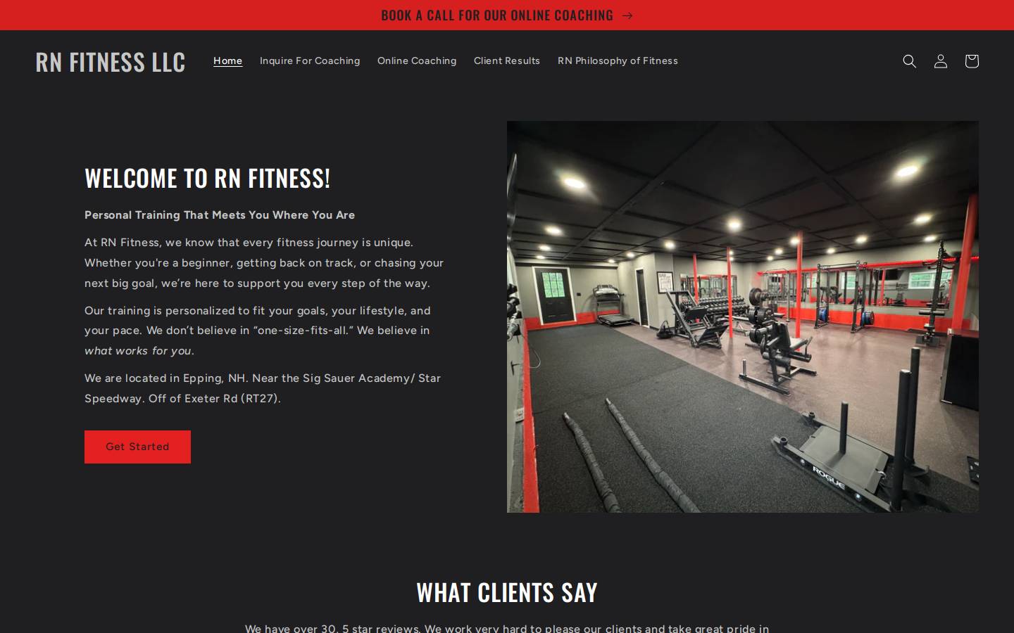 rnfitnessgym.com homepage screenshot