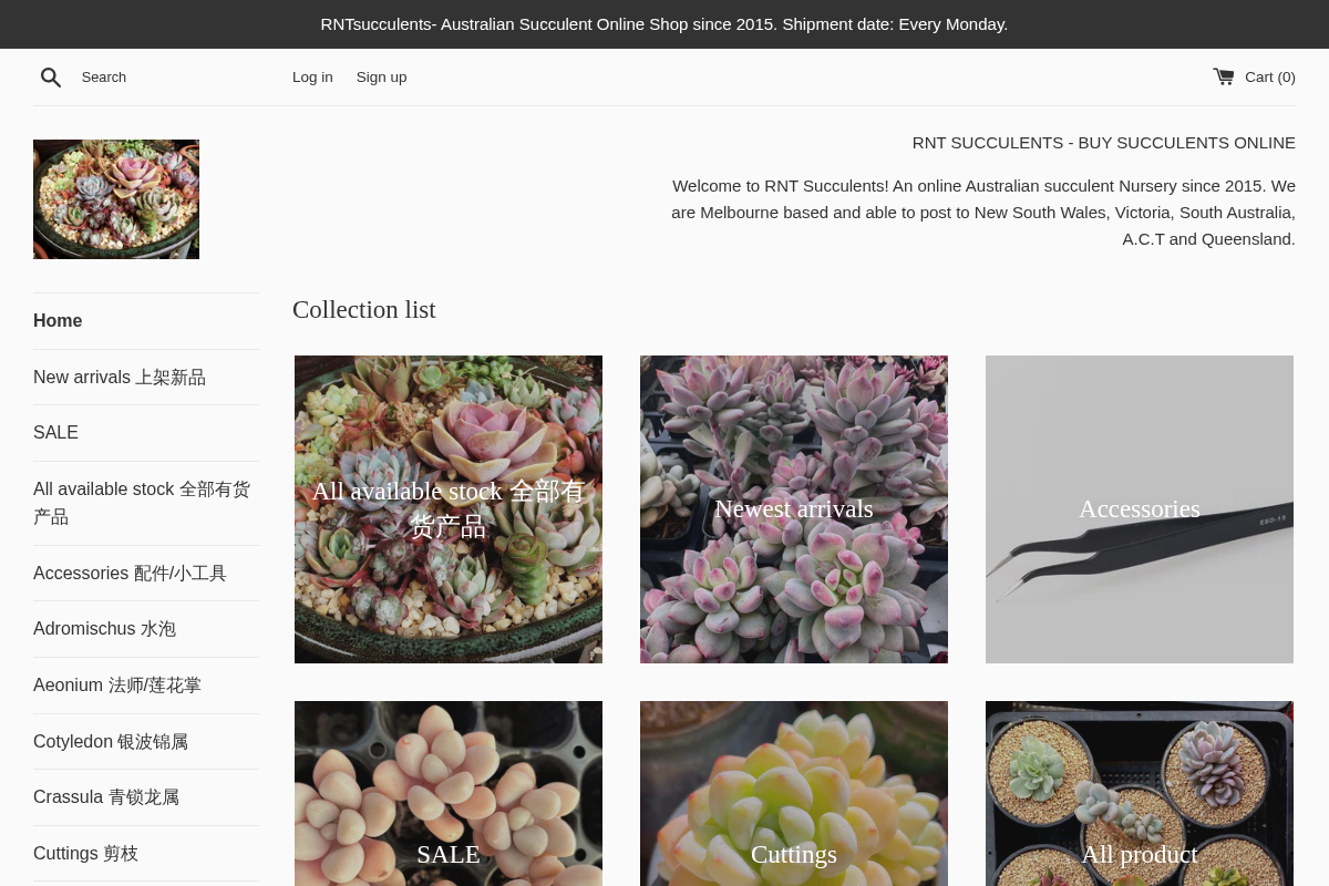 RNT SUCCULENTS homepage screenshot