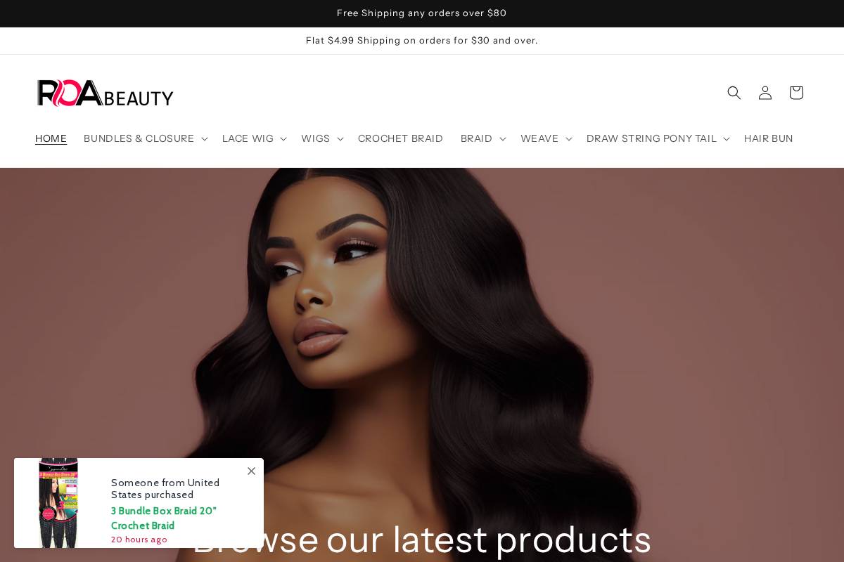 roabeauty.com homepage screenshot