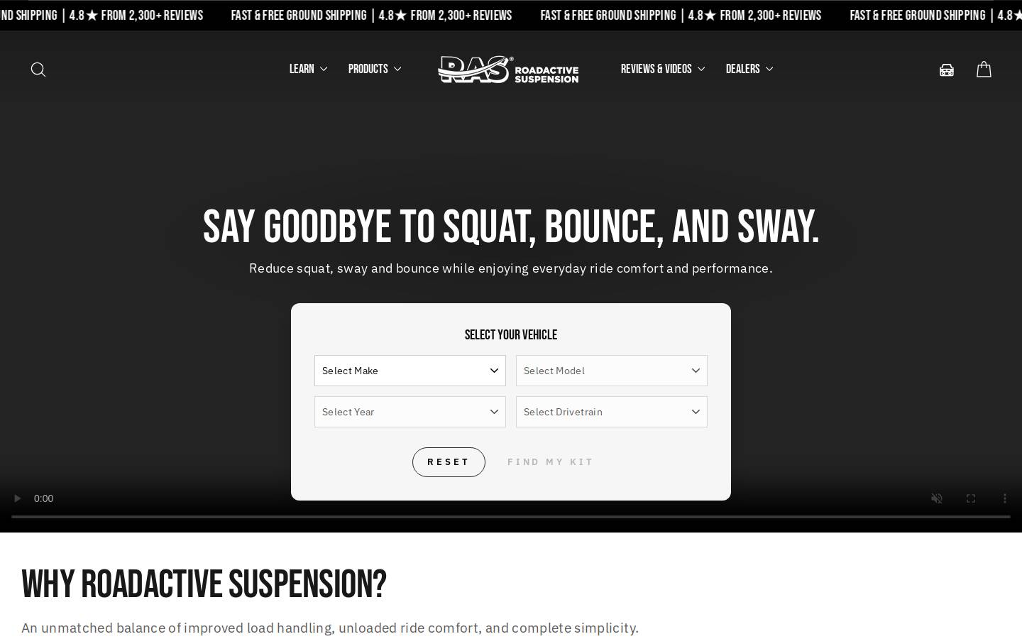 roadactivesuspension.com homepage screenshot