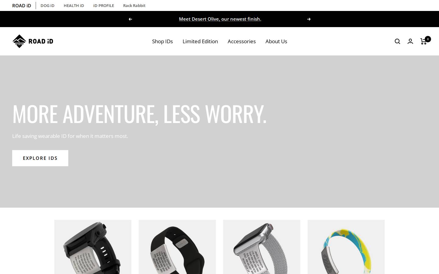 Road ID homepage screenshot