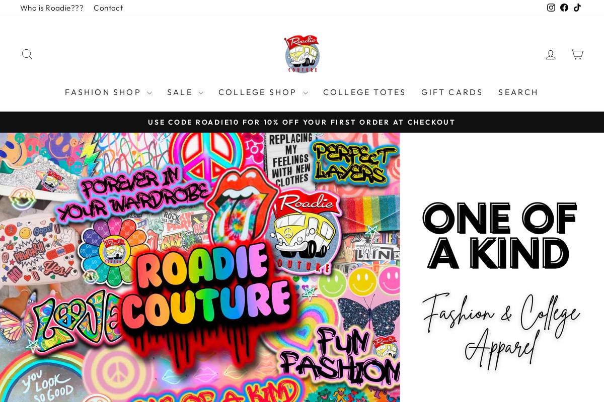 roadiecouture.com homepage screenshot