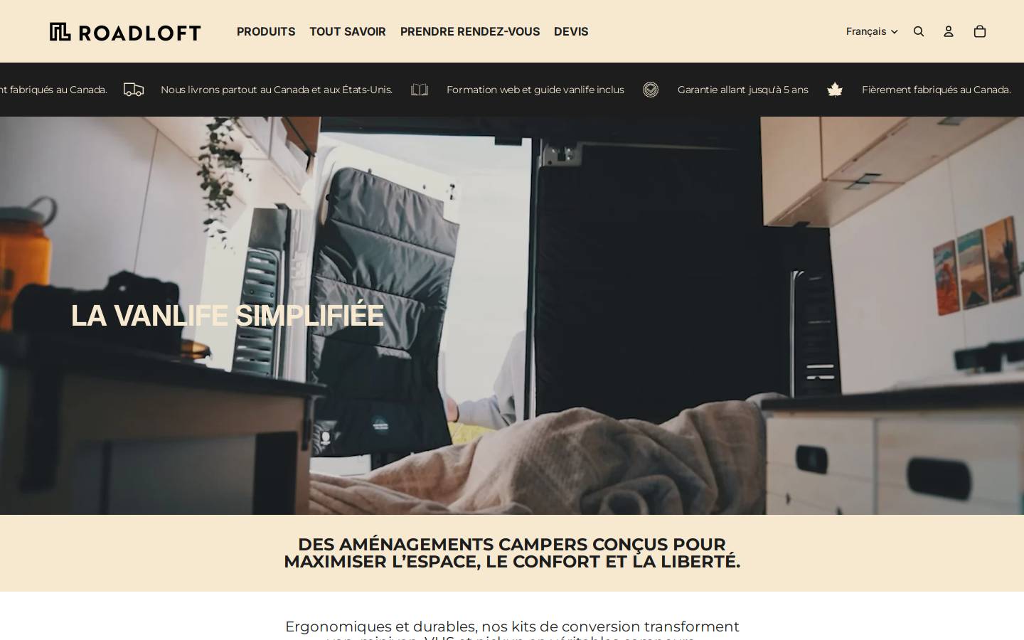 roadloft.com homepage screenshot
