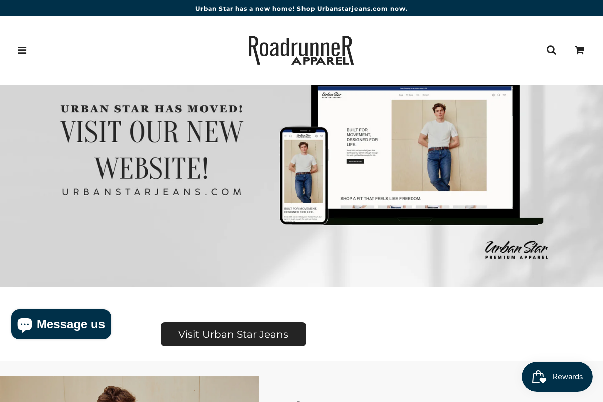 roadrunnerjeansapparel.com homepage screenshot